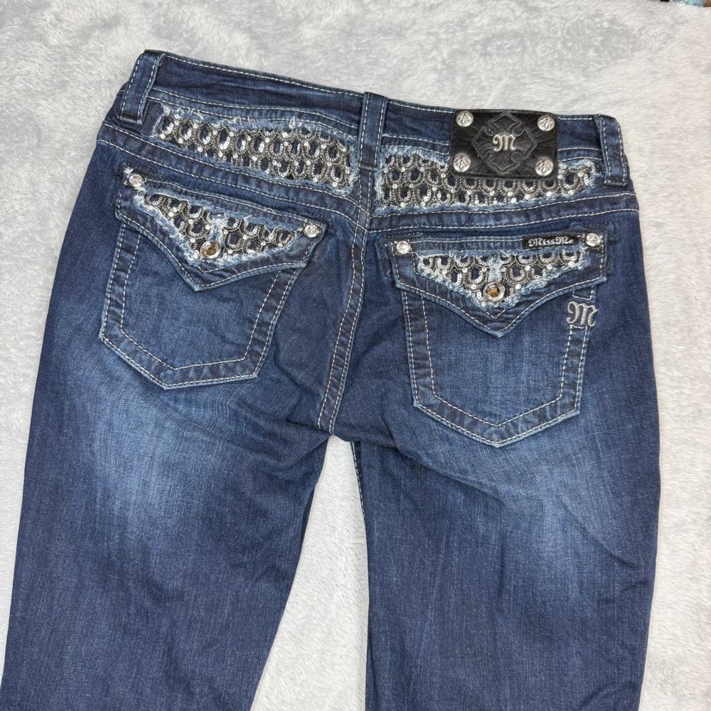Miss Me Skinny Jeans Womens 30 (Fits 31x30) Blue Embellished Rhinestone Y2K